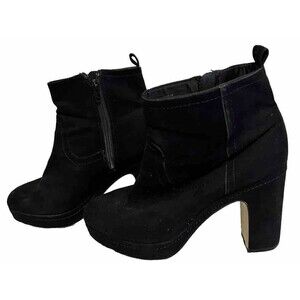 H&M Women's Suede Black Ankle Boot High Heels 8.5